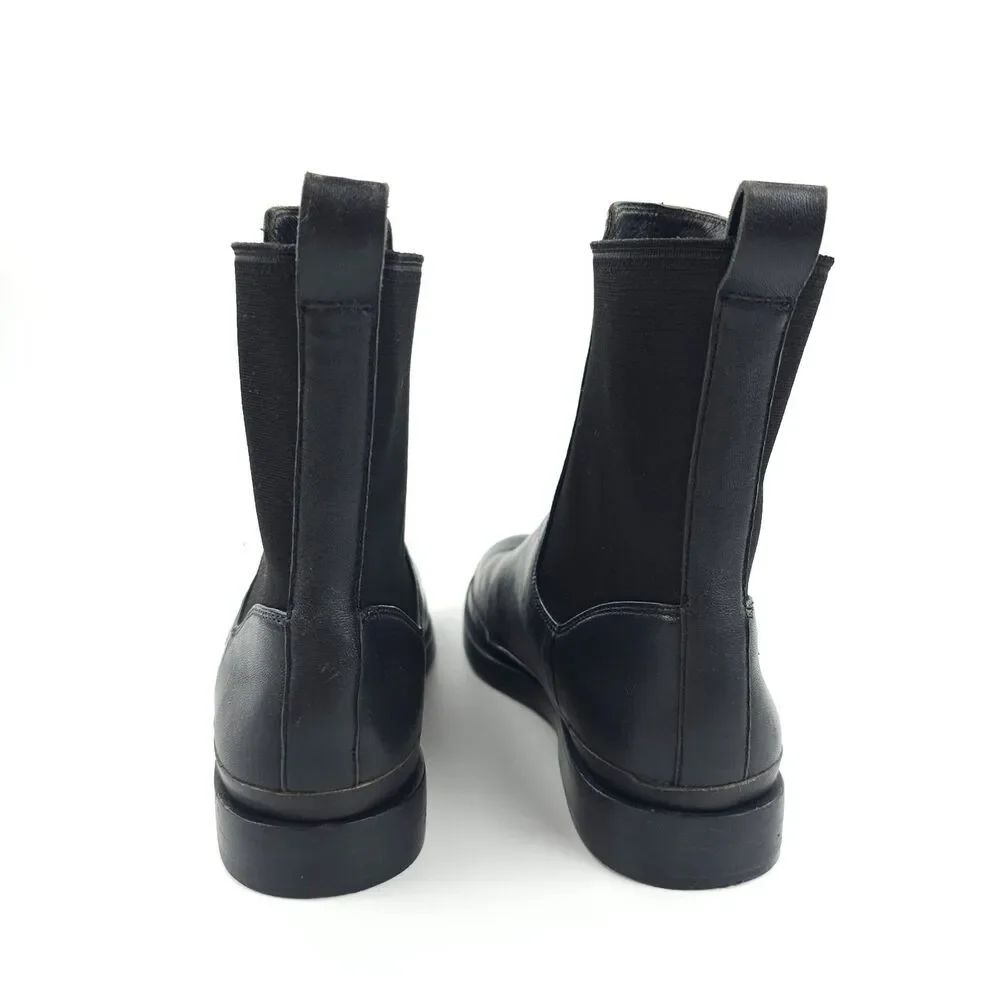 VINCE Cecyl Leather Ankle Boot Chelsea Black Minimal Quiet Luxury Old Money Boho